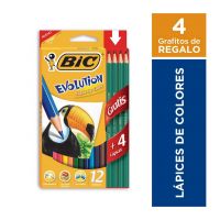 Lápices de Colores BIC Evolution largo x 12 un + 4 gráfitos