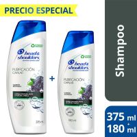 Head & Shoulders Purificación Capilar Carbón Activado Shampoo 375ml + Shampoo 180ml