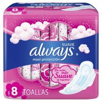 Toallitas Femeninas Maxi Protección Suave 8 un