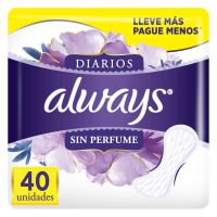 Protectores Diarios Sin Perfume 40 un