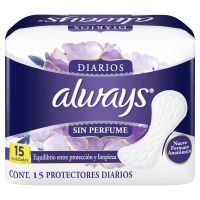 Protectores Diarios Always Diarios Sin Perfume 15 Unidades