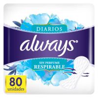 Protectores Diarios Always Diarios Sin Perfume Respirables 80 Unidades