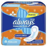 Toallas Higiénicas Always Seca Protección Plus 8 Unidades