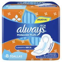 Toallas Higiénicas Always Seca Protección Plus 8 Unidades