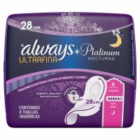 Toallitas Femeninas Ultrafina Platinum Nocturna 8 un