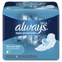 Toallitas Femeninas Always Seca Maxi Protección 8 un