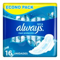 Toallitas Femeninas Always Seca Maxi Protección 16 un