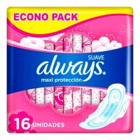 Toallitas Femeninas Maxi Protección Suave 16 un