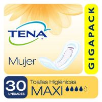 Toalla TENA mujer maxi x 30 unidades.