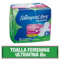 Toallas femeninas Especial Ultrafina con alas x 8 un