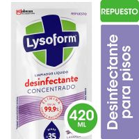 Limpiador Liquido Desinfectante Concentrado Lysoform Lavanda Doypack x 420 ml