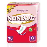 Pañales Adulto Nonisec G 25% más Gel 10 u