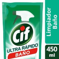 Limpiador Líquido CIF Ultra Rápido Baño 450 ml Recarga