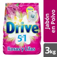 Jabón en Polvo Drive Baja Espuma Rosas y Lilas 3KG