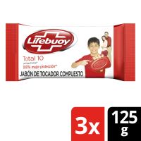 Jabón de Tocador Antibacterial Lifebuoy Total 10 3x125 g