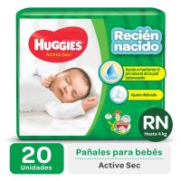 Pañales Active Sec RN hasta 4 kg x 20 un