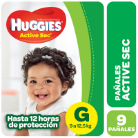 Pañales Active Sec G (9 a 12,5 kg) x 9 un