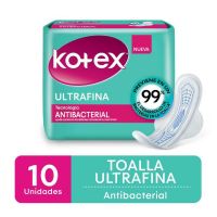 Toalla Femenina Kotex Ultrafina Antibacterial x 10 u
