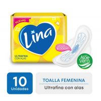 Toalla Higiénica Lina Ultrafina con alas x 10 u