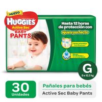 Pañal Huggies Active Sec Baby Pants G x 30 u (9 a 12kg)