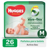Pañales Huggies Active Sec M Mega x 26 u