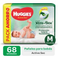 Pañales Huggies Active Sec M Promo Pack x 68 u