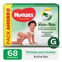 Pañales Huggies Active Sec G Promo Pack x 68 u