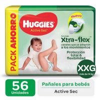 Pañales Huggies Active Sec XXG Promo Pack x 56 u
