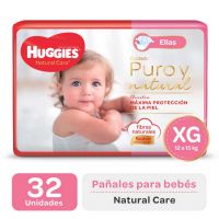Pañal Huggies Natural Care Ellas XG x 32 u (12 a 15kg)