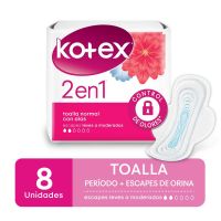 Toallas Higiénicas Kotex 2 en 1 x 8 u