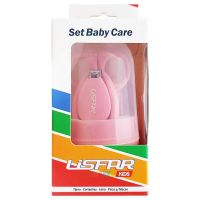 Lisfar Set De Bebe Tijera + Cortauñas + Lima + Pinza Mocos Rosa