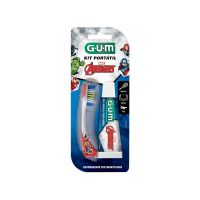 Kit Portatil Infantil Gum Avenger Cepillo + Crema Dental