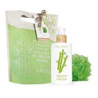 Box Felicidad Bambu Y Loto Jabon Liquido + Esponja + Bolsita Eco