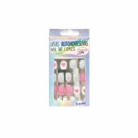 Uñas postizas autoadhesivas a presión nail art Rayas Corazón