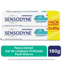 Sensodyne Limpieza Profunda Pasta Dental de uso diario para dientes sensibles,Pack 2x90g