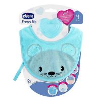 Set Chicco Babero + Mordillo Fresh Bib 4m+ Azul