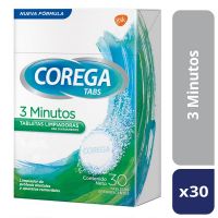 Limpiador De Prótesis Dentales y otros Aparatos Removibles, Corega Tabs x 30 unidades.