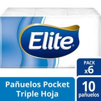 Pañuelos Descartables Elite Pocket Triple Hoja 6 pack x 10 un